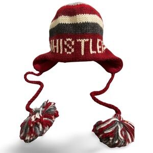 Vintage Whistler, Made in Nepal, Knit Beanie Wool Ski Snowboard Hat DeLux Brand